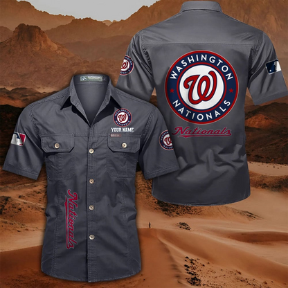 LIMITED EDITION - NEW CUSTOMIZED MLB28 WNS WASHINGTON NATIONALS MEN'S CARGO SHIRT