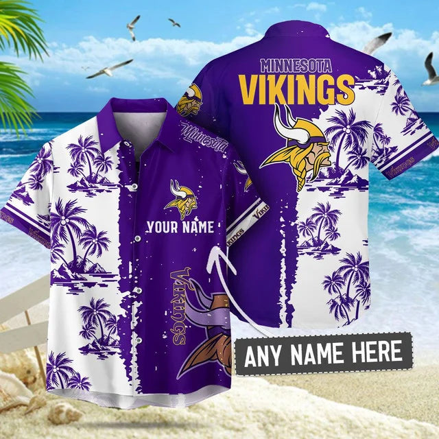 LIMITED EDITION - NEW CUSTOMIZED NFL05 MVK MINNESOTA VIKINGS UNISEX HAWAIIAN SHIRT & SHORTS SET