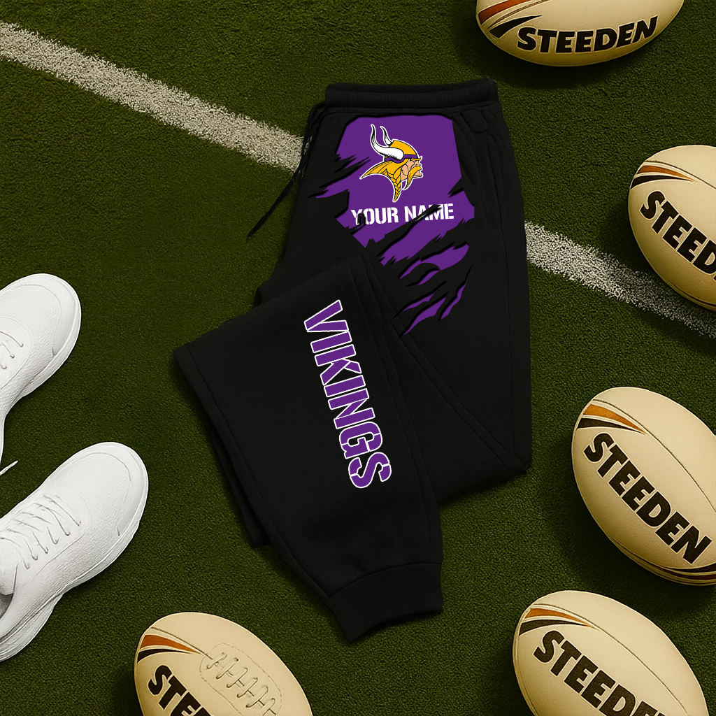 LIMITED EDITION - NEW PERSONALIZED NFL05 MVK MINNESOTA VIKINGS JOGGERS