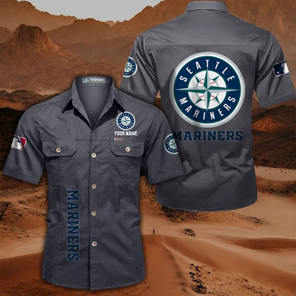 LIMITED EDITION - NEW CUSTOMIZED MLB14 SMS SEATTLE MARINERS MEN'S CARGO SHIRT