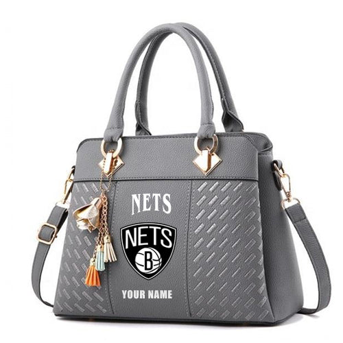 LIMITED EDITION - NEW CUSTOMIZED NBA25 BNE BROOKLYN NETS ZIP HANDBAG MULTICOLOR