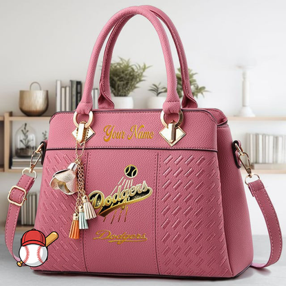 LIMITED EDITION - NEW CUSTOMIZED MLB02 LAD LOS ANGELES DODGERS ZIP HANDBAG MULTICOLOR