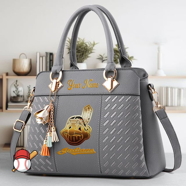 LIMITED EDITION - NEW CUSTOMIZED MLB13 CGS CLEVELAND GUARDIANS ZIP HANDBAG MULTICOLOR