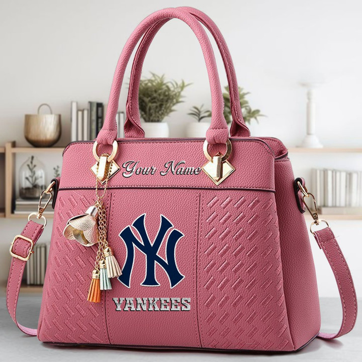 LIMITED EDITION - NEW CUSTOMIZED MLB01 NYY NEW YORK YANKEES ZIP HANDBAG MULTICOLOR