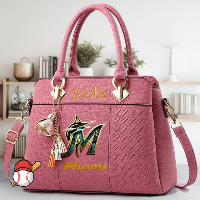 LIMITED EDITION - NEW CUSTOMIZED MLB20 MMS MIAMI MARLINS ZIP HANDBAG MULTICOLOR