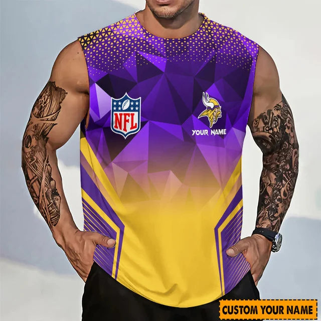 LIMITED EDITION - NEW CUSTOMIZED NFL05 MVK MINNESOTA VIKINGS MEN'S GYM SHIRT