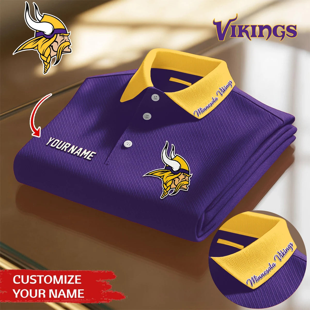 LIMITED EDITION - NEW CUSTOMIZED NFL05 MVK MINNESOTA VIKINGS POLO SHIRT