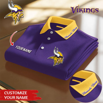 LIMITED EDITION - NEW CUSTOMIZED NFL05 MVK MINNESOTA VIKINGS POLO SHIRT