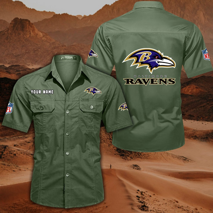 SPECIAL EDITION - NEW CUSTOMIZED NFL28 BTR BALTIMORE RAVENS MUTICOLOR MEN'S CARGO SHIRT