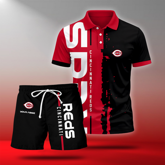 LIMITED EDITION - NEW CUSTOMIZED MLB05 CRS CINCINNATI REDS POLO & SHORT PANTS SET