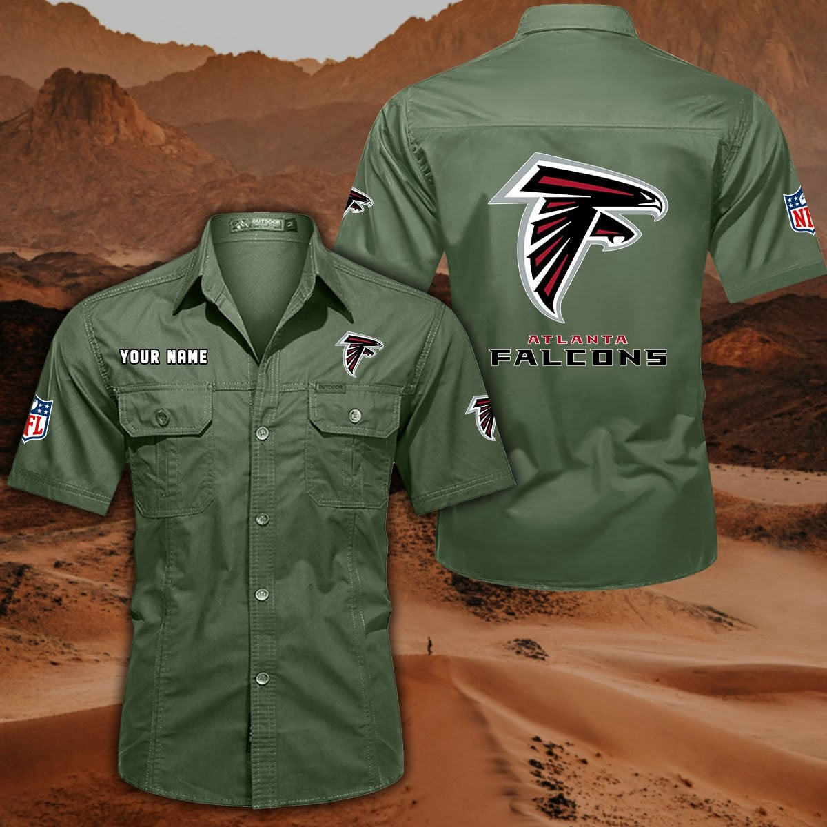 SPECIAL EDITION - NEW CUSTOMIZED NFL18 ATF ATLANTA FALCONS MUTICOLOR MEN'S CARGO SHIRT