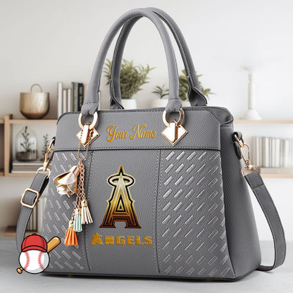 LIMITED EDITION - NEW CUSTOMIZED MLB27 LAA LOS ANGELES ANGELS ZIP HANDBAG MULTICOLOR