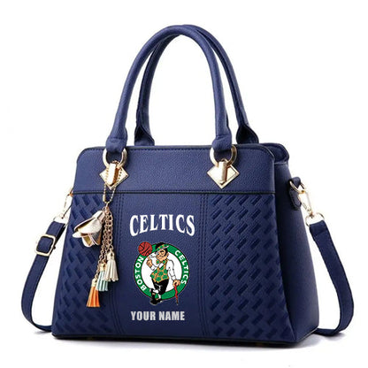 LIMITED EDITION - NEW CUSTOMIZED NBA03 BCE BOSTON CELTICS ZIP HANDBAG MULTICOLOR