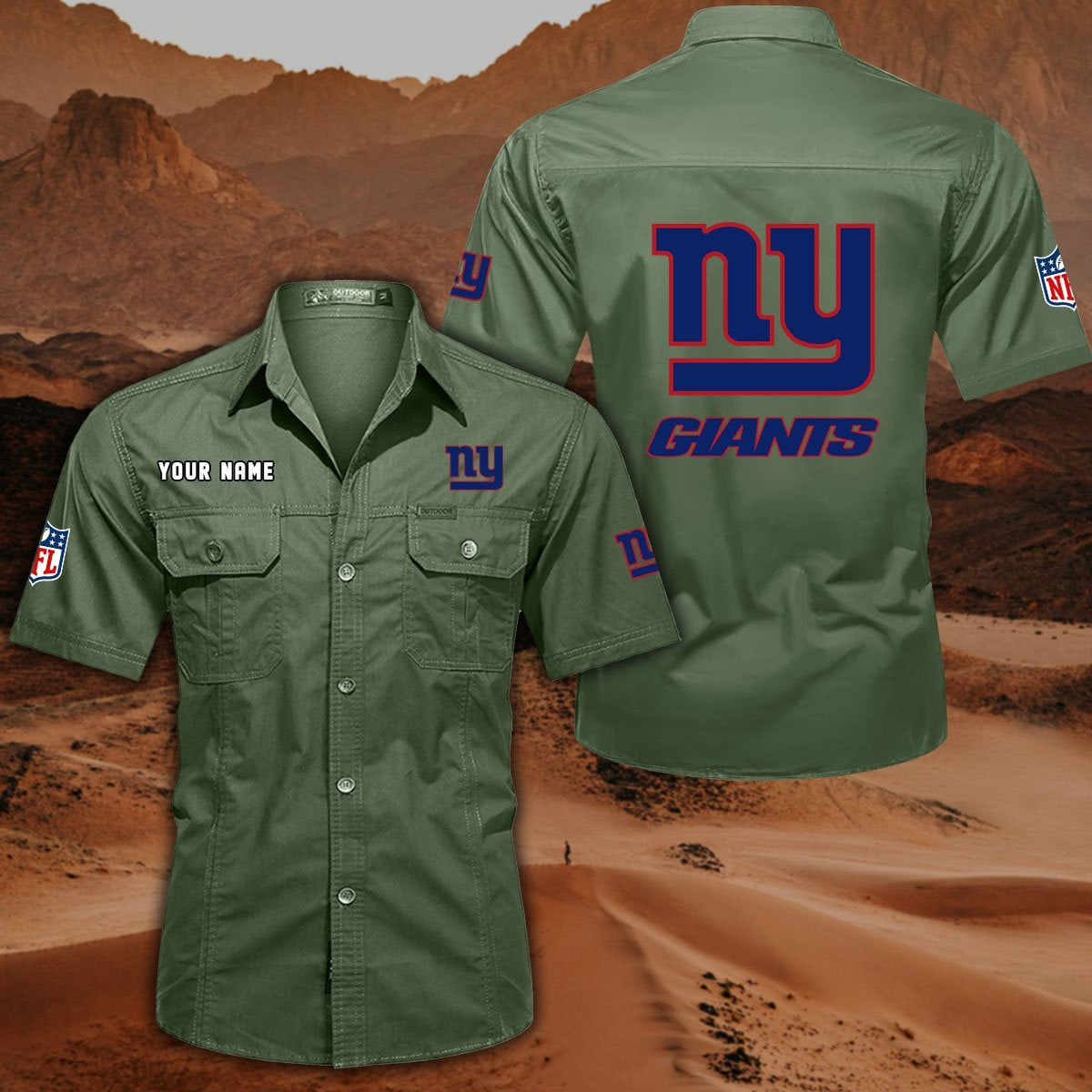 SPECIAL EDITION - NEW CUSTOMIZED NFL32 NYG NEW YORK GIANTS MUTICOLOR MEN'S CARGO SHIRT