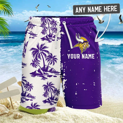 LIMITED EDITION - NEW CUSTOMIZED NFL05 MVK MINNESOTA VIKINGS UNISEX HAWAIIAN SHIRT & SHORTS SET