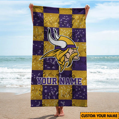 LIMITED EDITION - NEW CUSTOMIZED NFL05 MVK MINNESOTA VIKINGS BEACH TOWEL