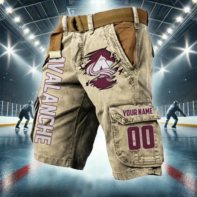 LIMITED EDITION - NEW CUSTOMIZED NHL05 CAL COLORADO AVALANCHE CARGO SHORTS