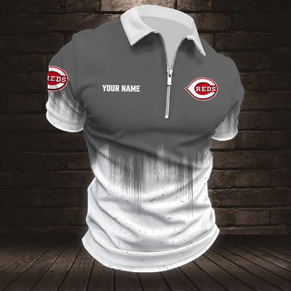 [FLASH SALE] NEW CUSTOMIZED MLB05 CRS CINCINNATI REDS ZIP POLO SHIRT