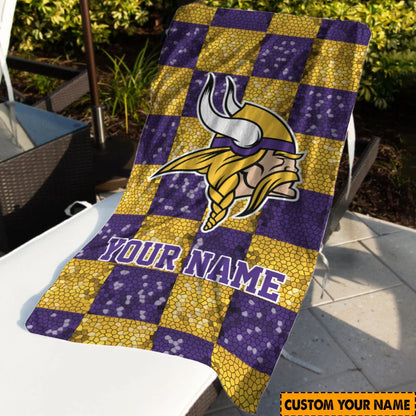 LIMITED EDITION - NEW CUSTOMIZED NFL05 MVK MINNESOTA VIKINGS BEACH TOWEL