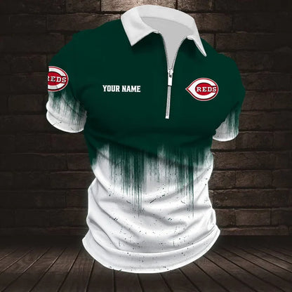 [FLASH SALE] NEW CUSTOMIZED MLB05 CRS CINCINNATI REDS ZIP POLO SHIRT