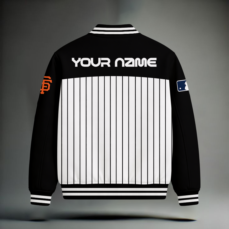 LIMITED EDITION - NEW CUSTOMIZED MLB06 SFG SAN FRANCISCO GIANTS SNOOPY STYLE SATIN VARSITY & BASEBALL JACKET