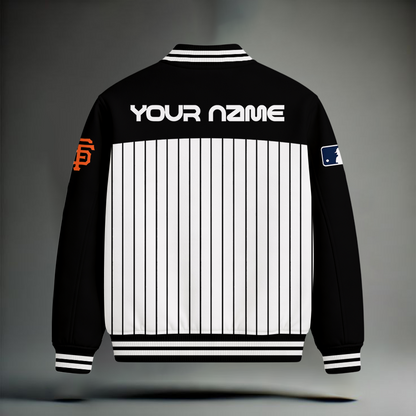 LIMITED EDITION - NEW CUSTOMIZED MLB06 SFG SAN FRANCISCO GIANTS SNOOPY STYLE SATIN VARSITY & BASEBALL JACKET