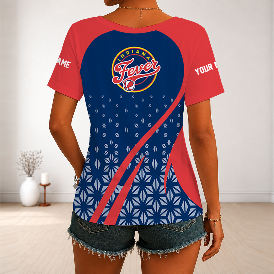 [FAN FAVORITE] NEW CUSTOMIZED WNBA06 IDF INDIANA FEVER V-NECK FEMALE SHIRT