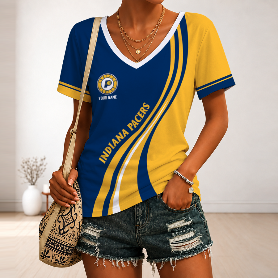 [HOT DEAL] NEW CUSTOMIZED NBA06 IPA INDIANA PACERS V-NECK FEMALE SHIRT