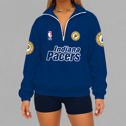 [HOT DEAL] NEW CUSTOMIZED NBA06 IPA INDIANA PACERS V-NECK ZIPPER SWEATSHIRT JACKET
