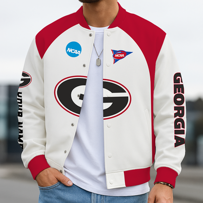 LIMITED EDITION - NEW CUSTOMIZED NCAA FBS06 GEB GEORGIA BULLDOGS BASEBALL JACKET, SATIN VARSITY JACKET