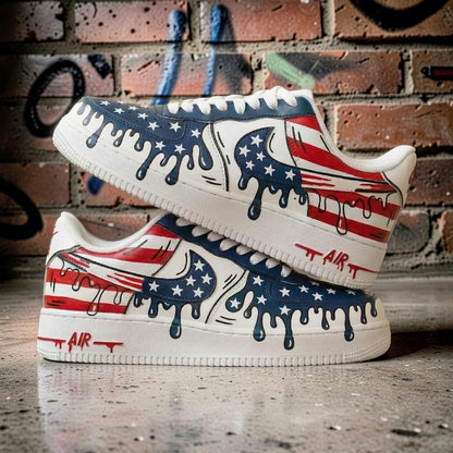 [HOT DEAL] NEW CUSTOMIZED PATRIOTIC AMERICAN FLAG AIR FORCE 1 SHOES