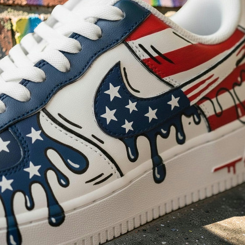 [HOT DEAL] NEW CUSTOMIZED PATRIOTIC AMERICAN FLAG AIR FORCE 1 SHOES