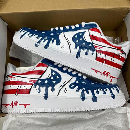 [HOT DEAL] NEW CUSTOMIZED PATRIOTIC AMERICAN FLAG AIR FORCE 1 SHOES
