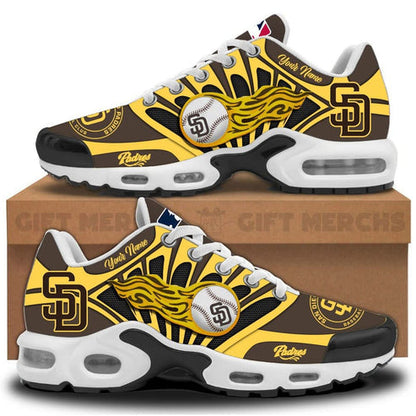LIMITED EDITION - NEW CUSTOMIZED MLB18 SDP SAN DIEGO PADRES UNISEX AIR MAX PLUS SNEAKERS