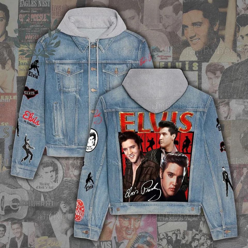 New Premium Elvis Presley Hooded Denim Jacket - EVPLCAO81