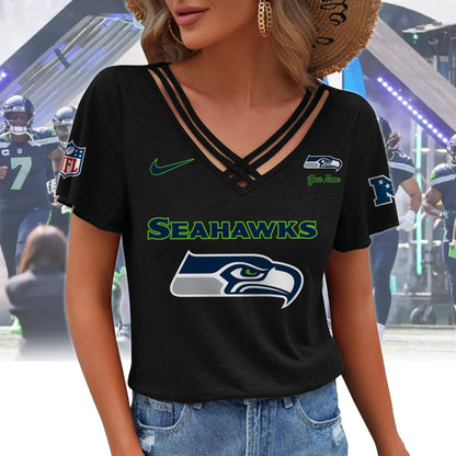 [SPECIAL OFFER] NEW CUSTOMIZED NFL06 SSH SEATTLE SEAHAWKS V-NECK SHIRT