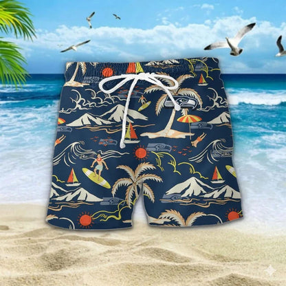 VIRAL EDITION  - NEW CUSTOMIZED NFL06 SSH SEATTLE SEAHAWKS UNISEX INDEPENDENCE DAY HAWAIIAN SHIRT & SHORTS SET