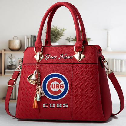 LIMITED EDITION - NEW CUSTOMIZED MLB04 CCS CHICAGO CUBS ZIP HANDBAG MULTICOLOR