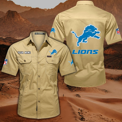 SPECIAL EDITION - NEW CUSTOMIZED NFL04 DTL DETROIT LIONS MUTICOLOR MEN'S CARGO SHIRT