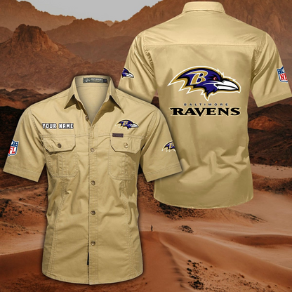 SPECIAL EDITION - NEW CUSTOMIZED NFL28 BTR BALTIMORE RAVENS MUTICOLOR MEN'S CARGO SHIRT