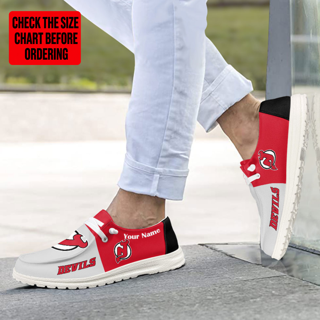 [SUPER SALE] NEW CUSTOMIZED NHL06 NJD NEW JERSEY DEVILS PREMIUM LOAFER SHOES