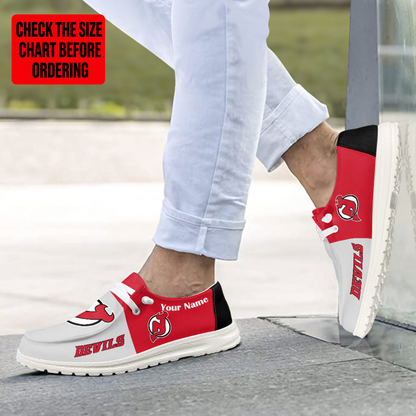 [SUPER SALE] NEW CUSTOMIZED NHL06 NJD NEW JERSEY DEVILS PREMIUM LOAFER SHOES