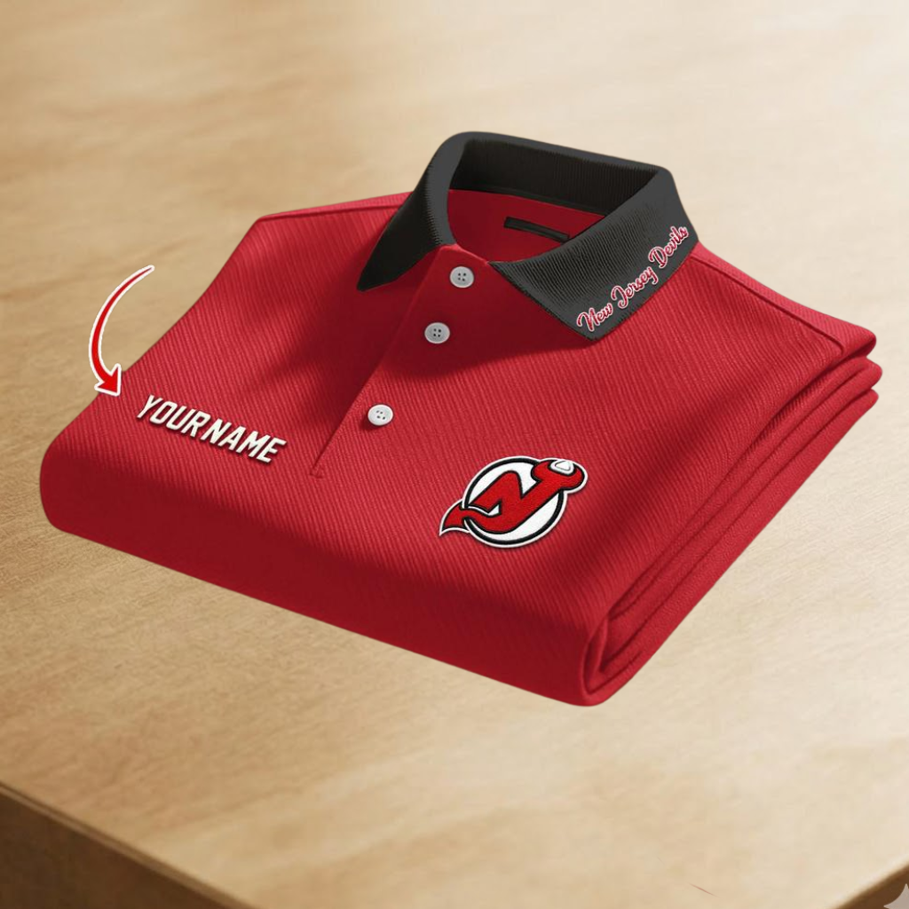 LIMITED EDITION - NEW CUSTOMIZED NHL06 NJD NEW JERSEY DEVILS POLO SHIRT