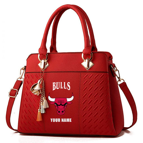 LIMITED EDITION - NEW CUSTOMIZED NBA19 CBU CHICAGO BULLS ZIP HANDBAG MULTICOLOR