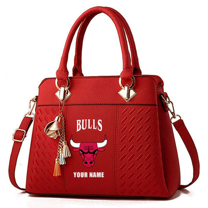 LIMITED EDITION - NEW CUSTOMIZED NBA19 CBU CHICAGO BULLS ZIP HANDBAG MULTICOLOR