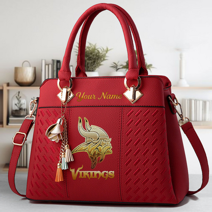 LIMITED EDITION - NEW CUSTOMIZED NFL05 MVK MINNESOTA VIKINGS LUXURY HANDBAG IN MULTIPLE COLORS