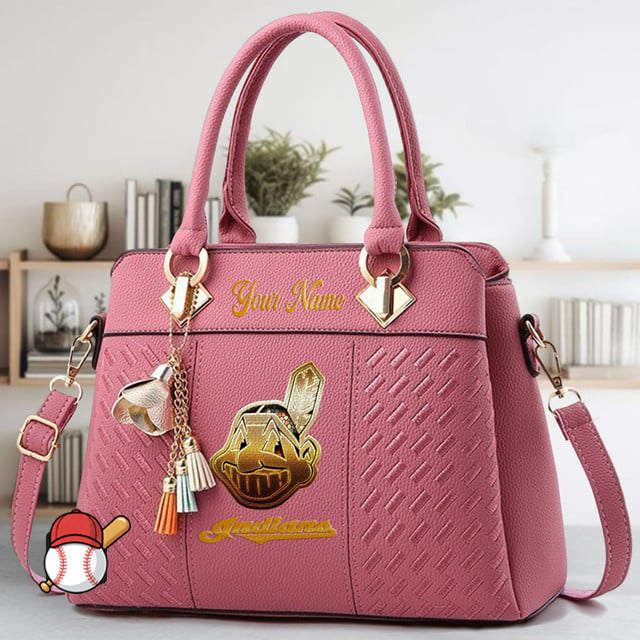 LIMITED EDITION - NEW CUSTOMIZED MLB13 CGS CLEVELAND GUARDIANS ZIP HANDBAG MULTICOLOR