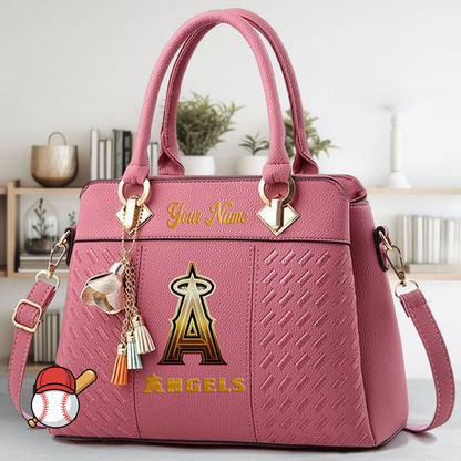 LIMITED EDITION - NEW CUSTOMIZED MLB27 LAA LOS ANGELES ANGELS ZIP HANDBAG MULTICOLOR