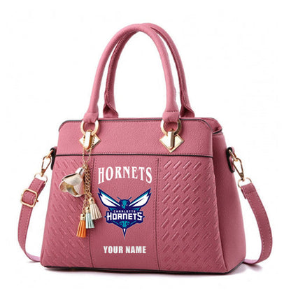 LIMITED EDITION - NEW CUSTOMIZED NBA27 CHO CHARLOTTE HORNETS ZIP HANDBAG MULTICOLOR