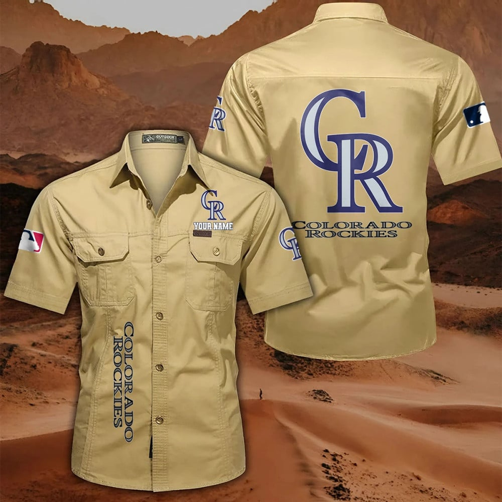 LIMITED EDITION - NEW CUSTOMIZED MLB30 COR COLORADO ROCKIES MEN'S CARGO SHIRT